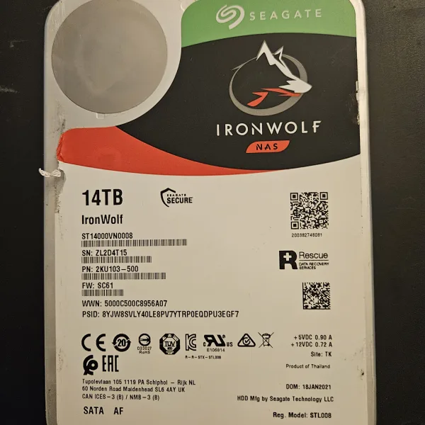 Seagate IronWolf 14TB SATA – SMART-rapport per schijf